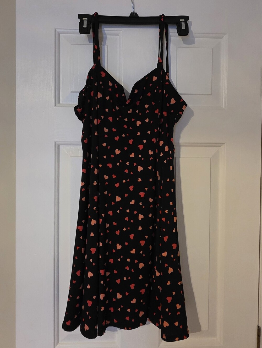 Black Heart Print Spaghetti Strap Dress
